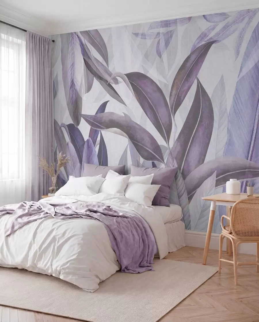 wall murals Elegant leaves in soft hues u94302v2