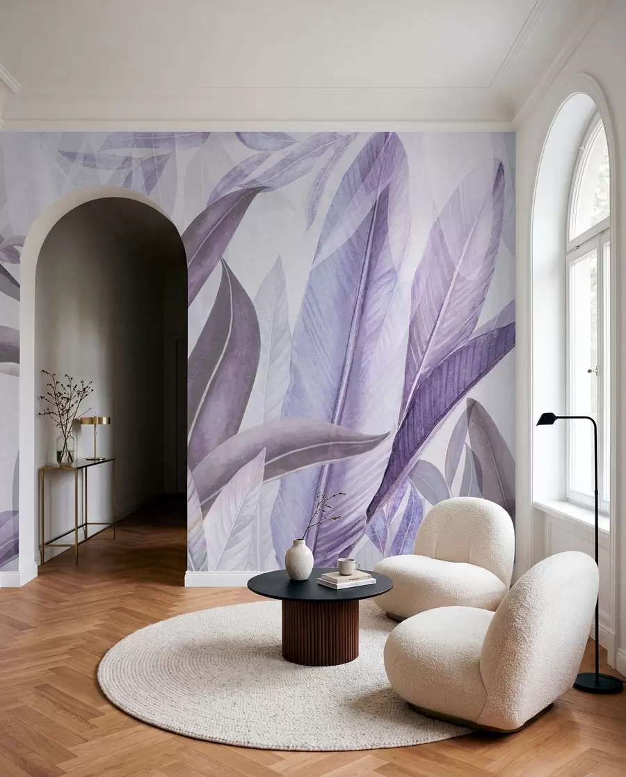 Wall Mural Photo Wallpaper Elegant leaves in soft hues u94302v2