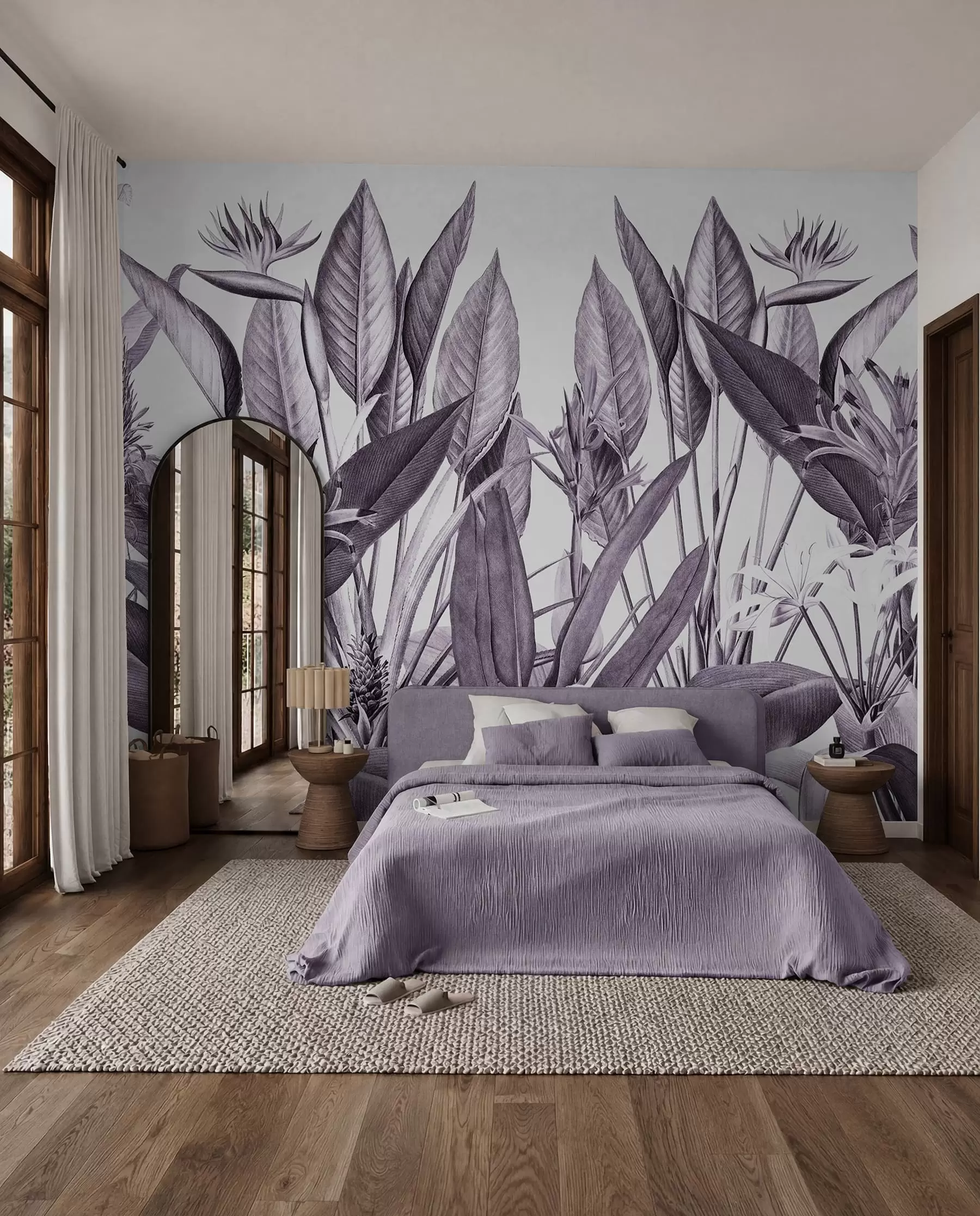 murales Follaje tropical en tonos monocromos u96833v5