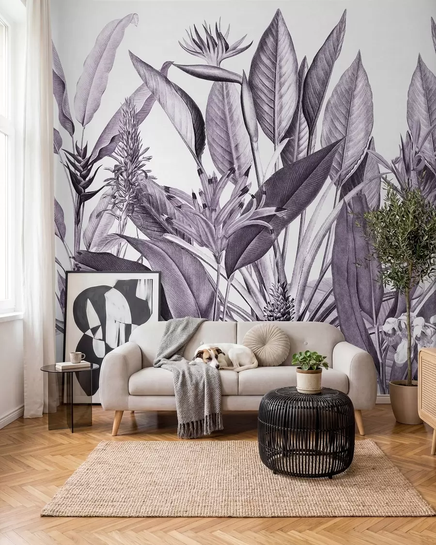 Wall Mural Photo Wallpaper Tropical foliage in monochrome hues u96833v5