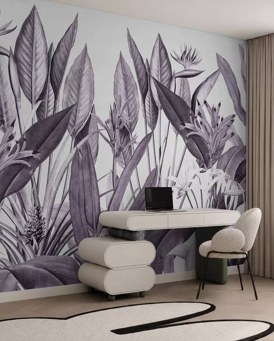 wall murals Tropical foliage in monochrome hues u96833v5