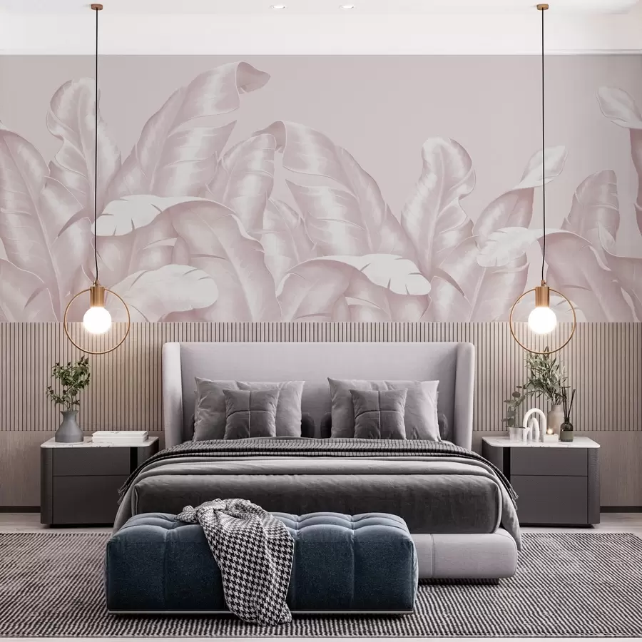 murales Hojas elegantes en tonos suaves w00019v4