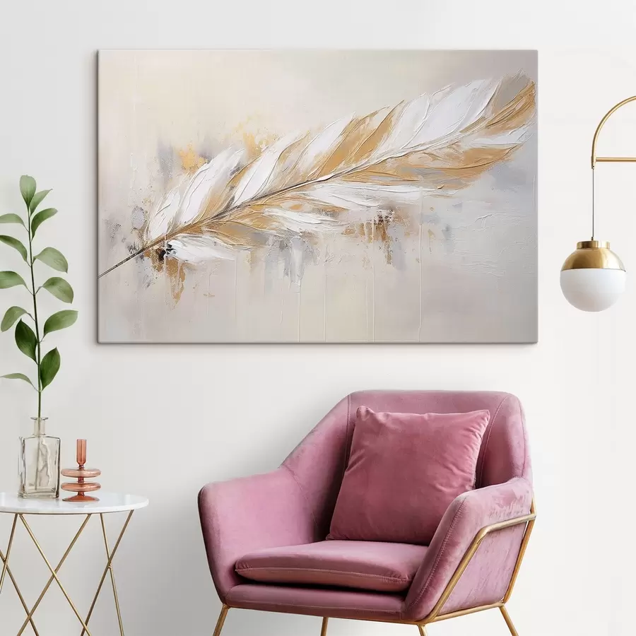 wall murals Delicate feather on a light background s41559