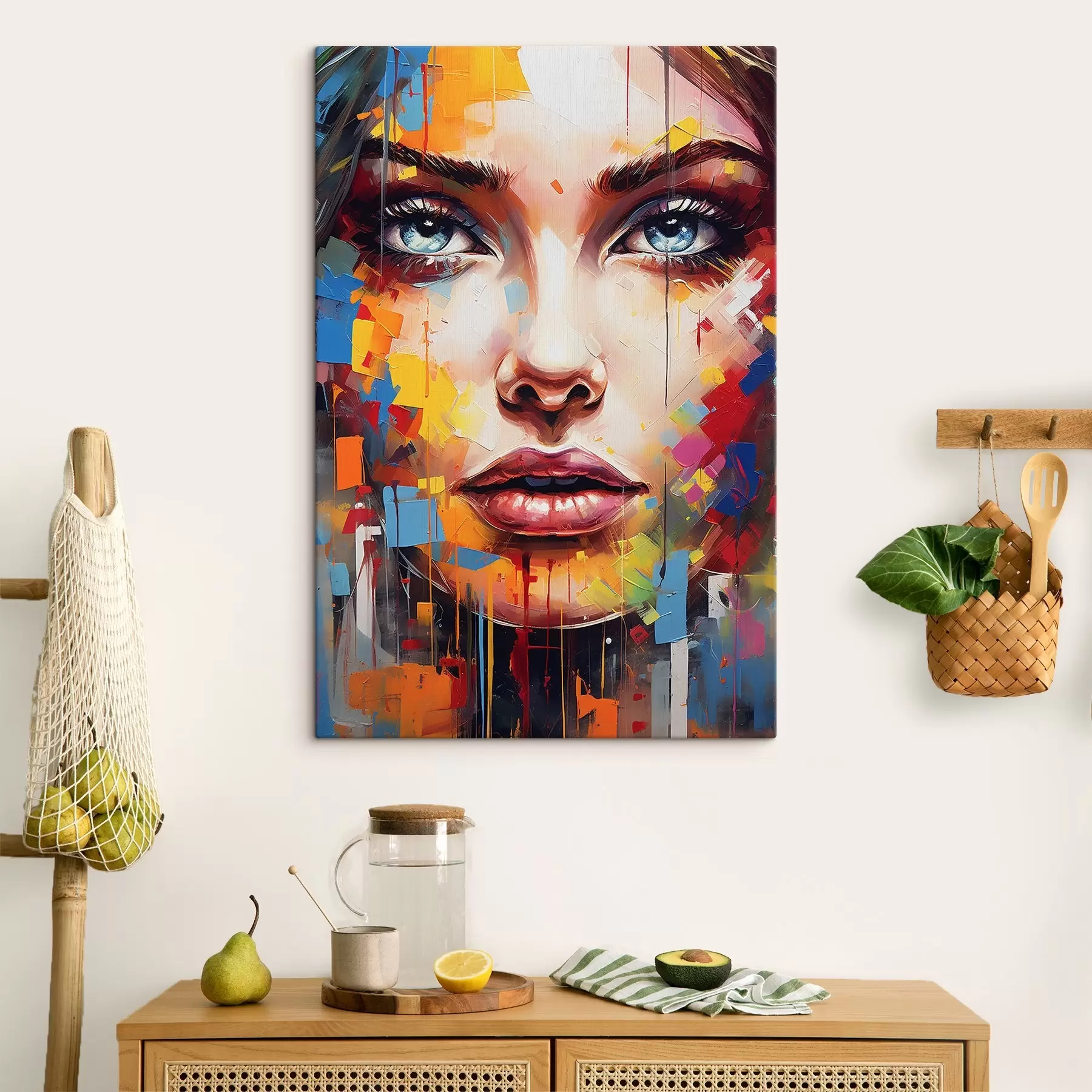 wall murals Girl's face with paints s41564