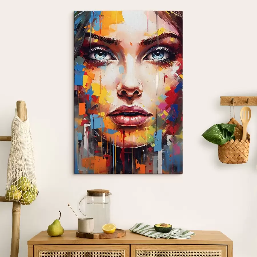 wall murals Girl's face with paints s41564