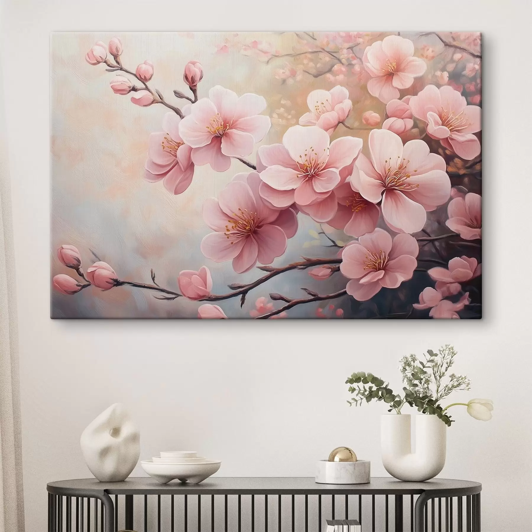 wall murals branches with pink flowers s41628