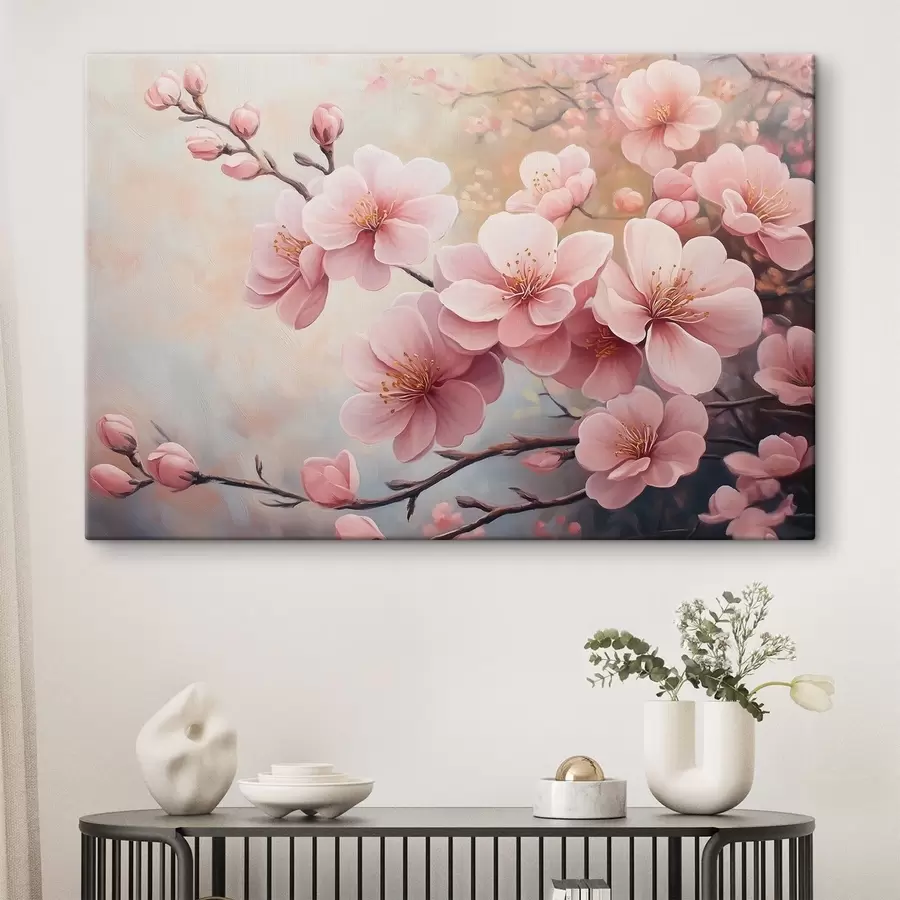 wall murals branches with pink flowers s41628
