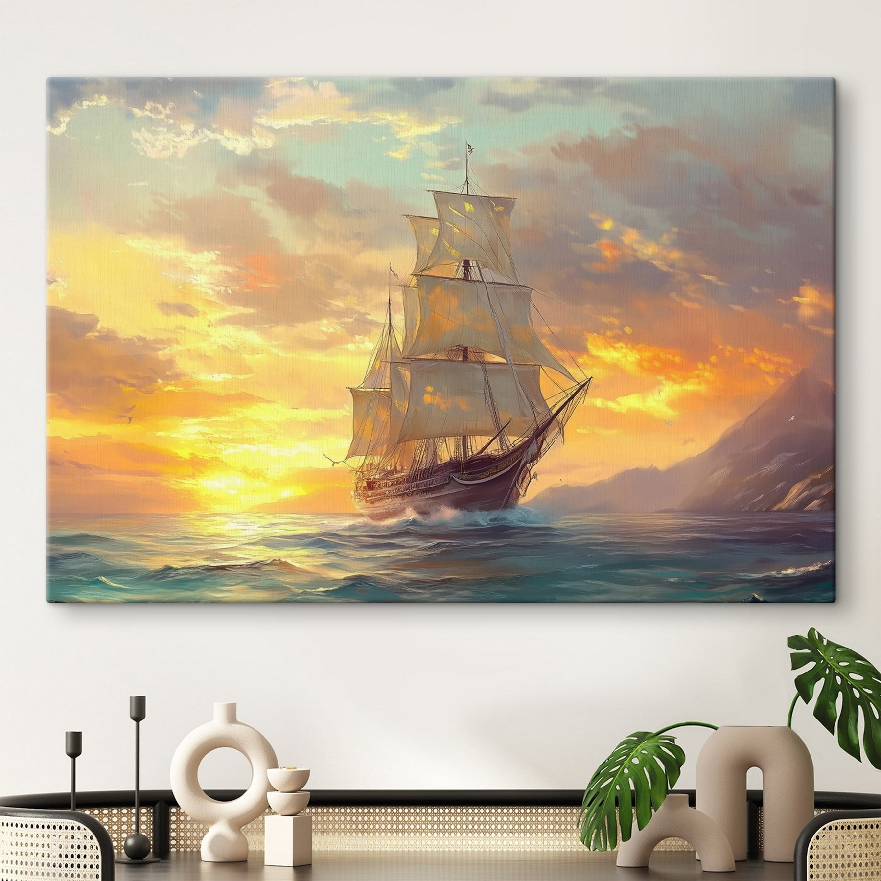Sea canvas ship at sea at dawn nr. s41633 uwalls.com