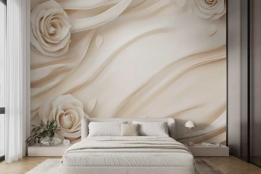 Wall Mural Photo Wallpaper Elegant beige background with roses w02197