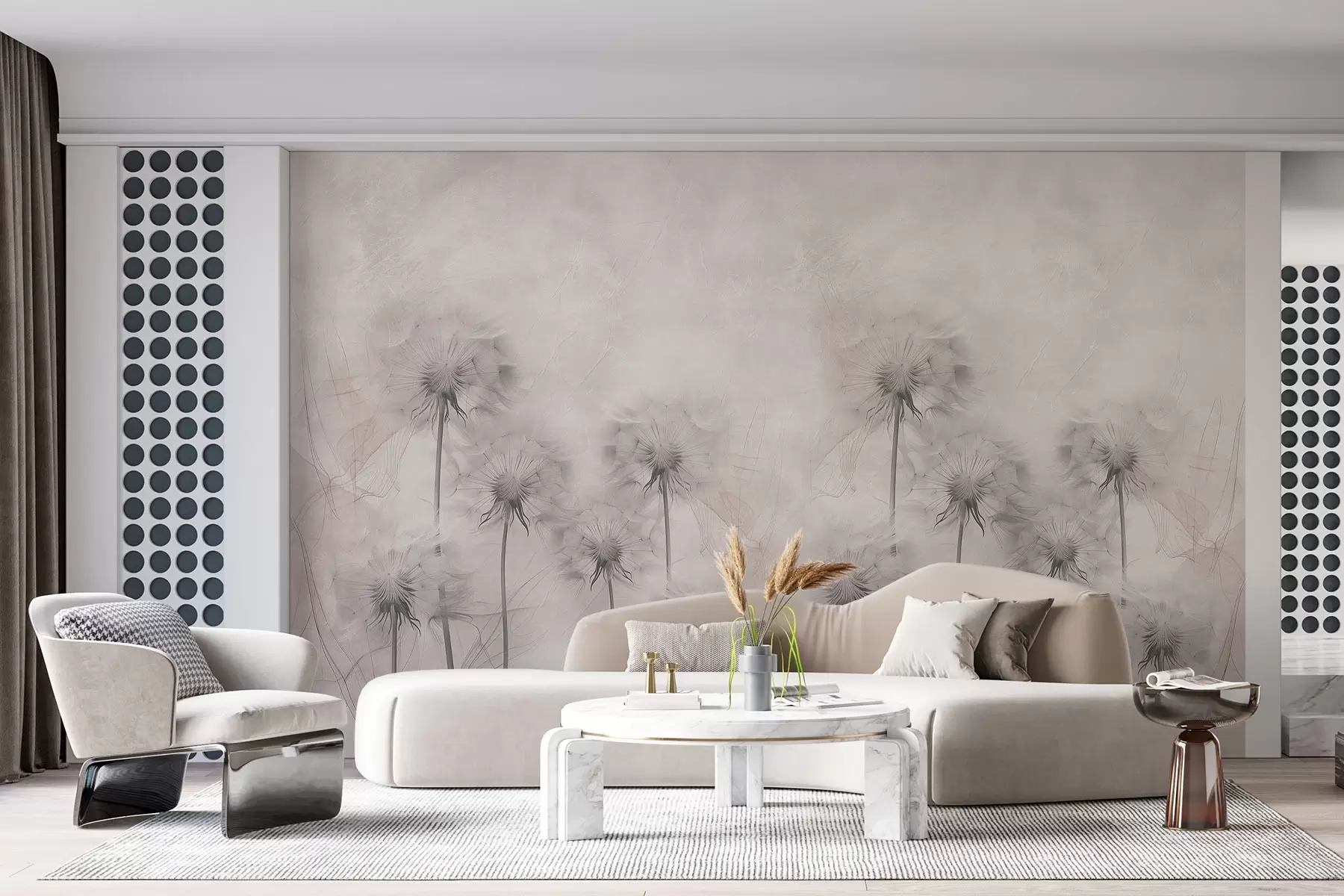 Wall Mural Photo Wallpaper Dandelions on a light beige background w01895