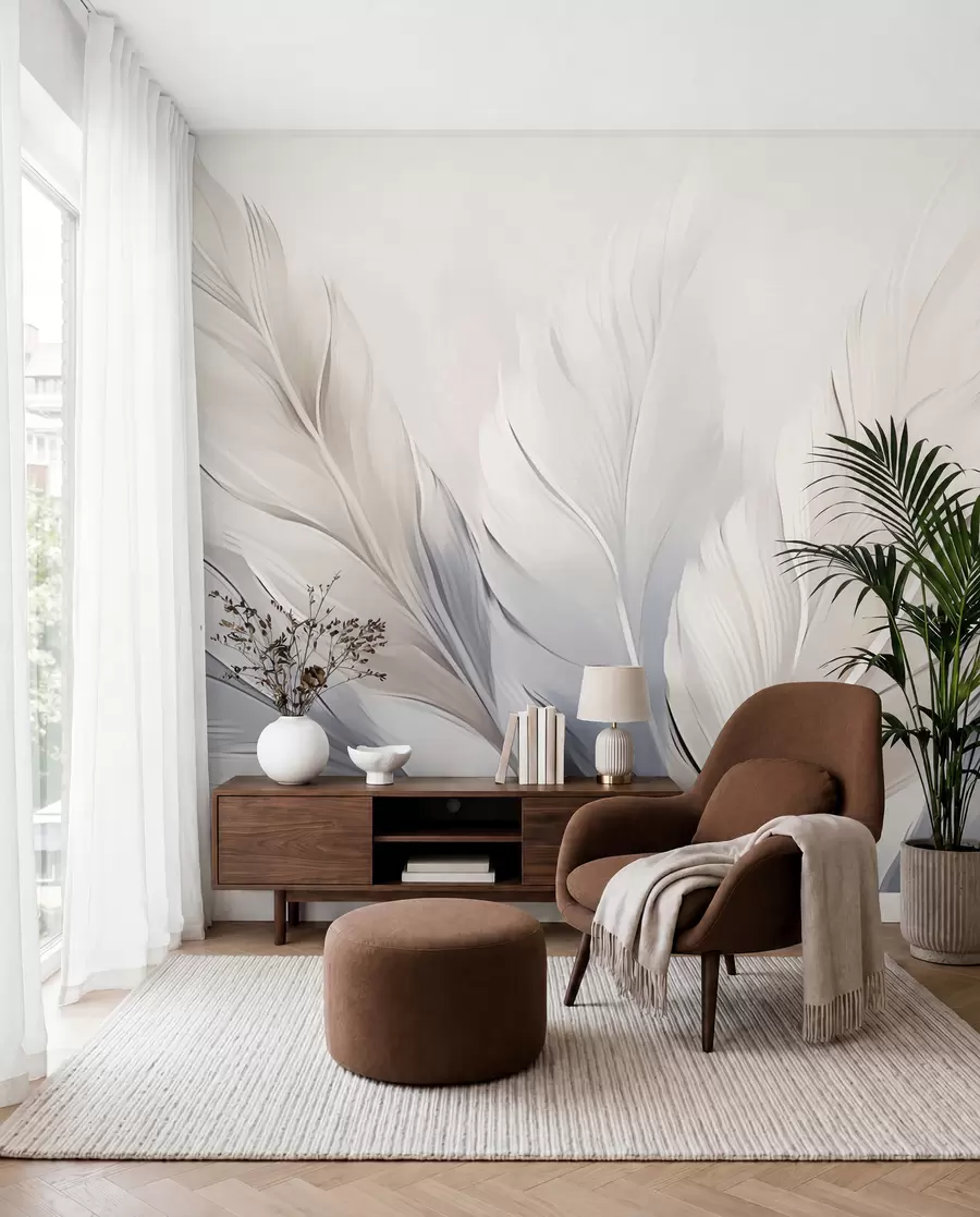 Wall Mural Photo Wallpaper Airy light feathers w02213