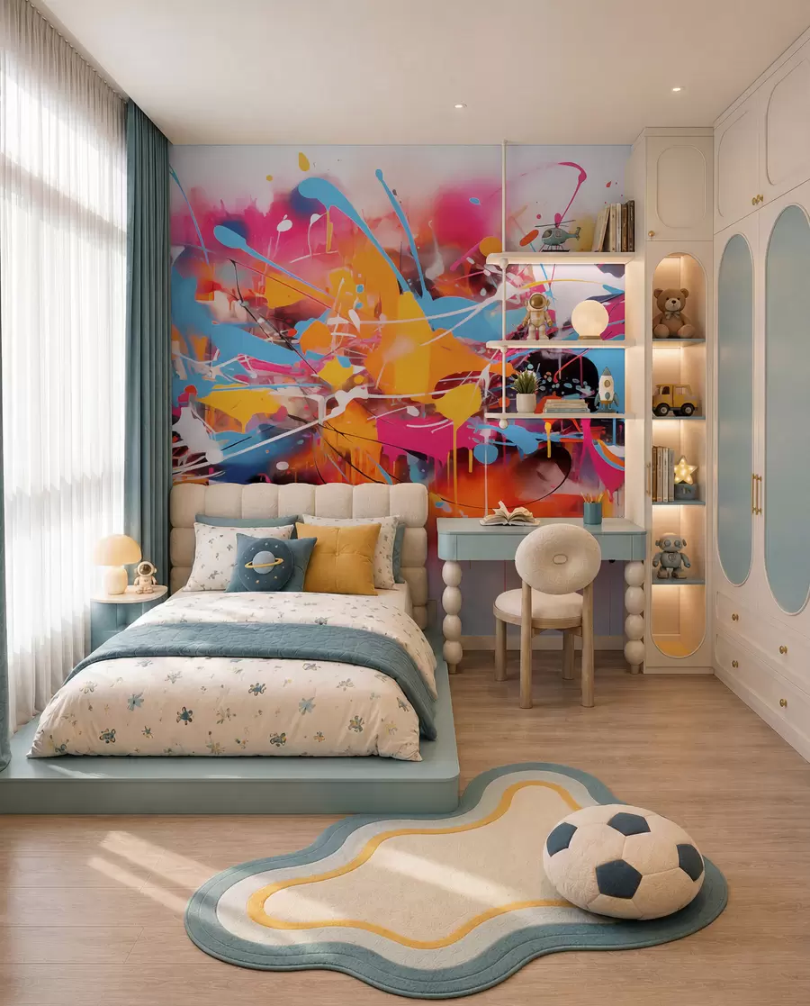 peintures murales Éclaboussures abstraites de couleurs vives w02219