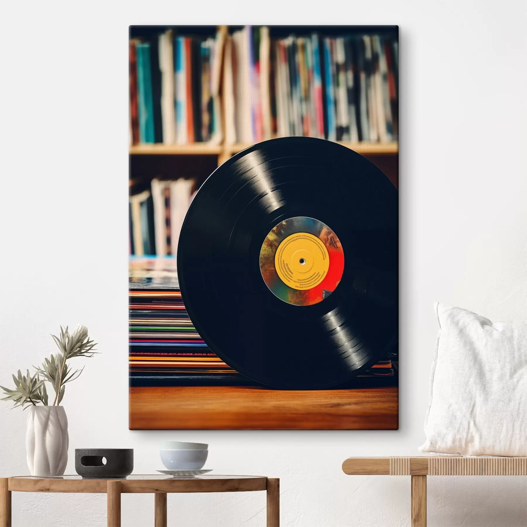 murales Disco de vinilo en el fondo de la estantería s41669