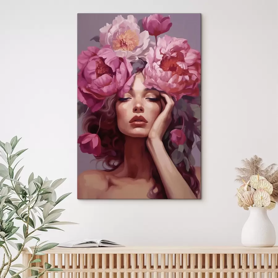 wall murals Girl with flowers in her hair s41682