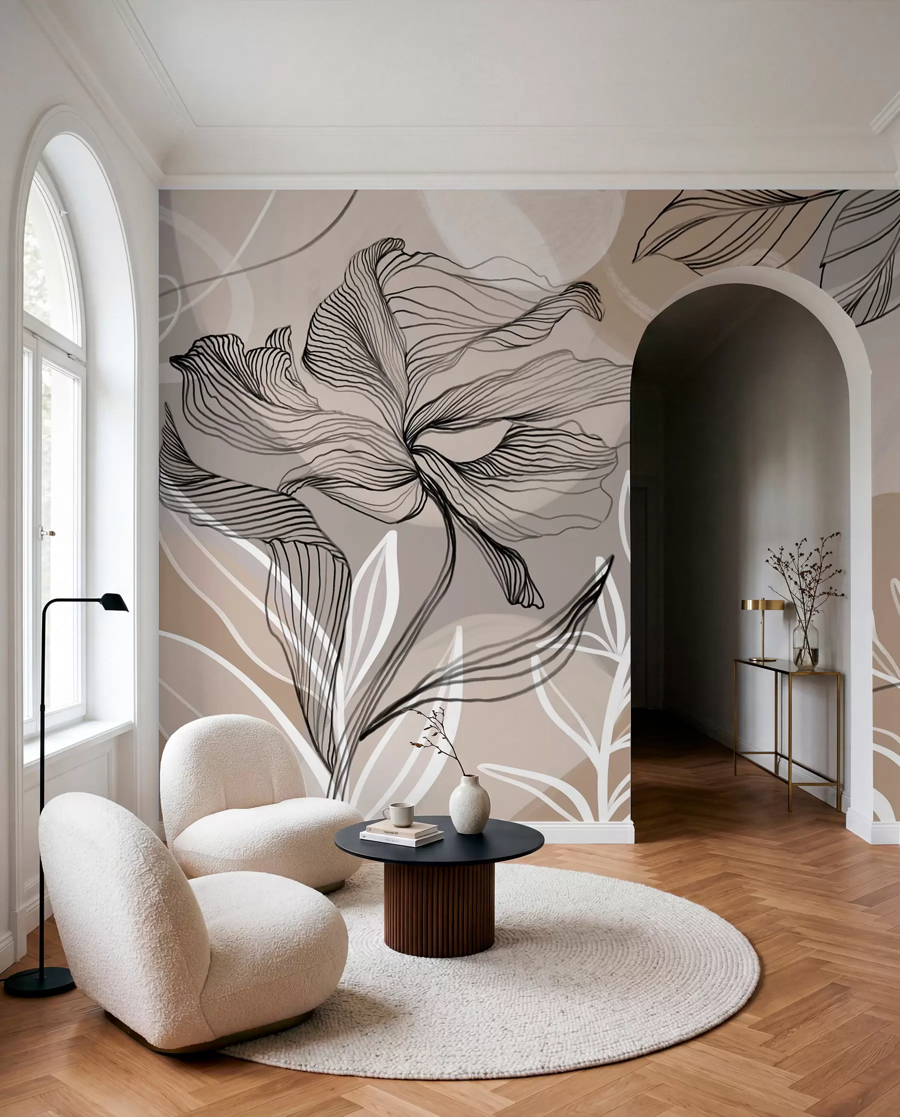 Wall Mural Photo Wallpaper Drawn Petal Lines w08413
