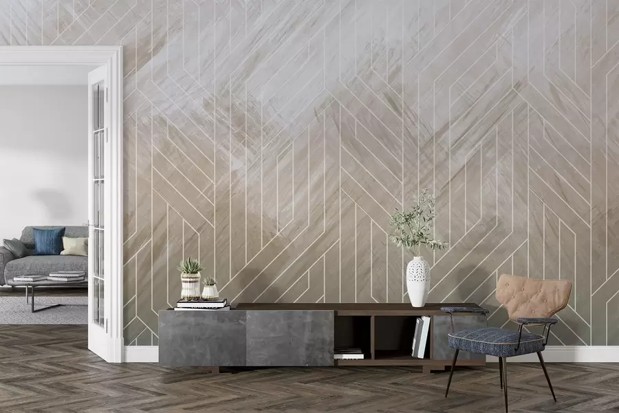 Wall Mural Photo Wallpaper Geometric abstract background with diagonal lines and gradient effect in shades of brown w08433v1