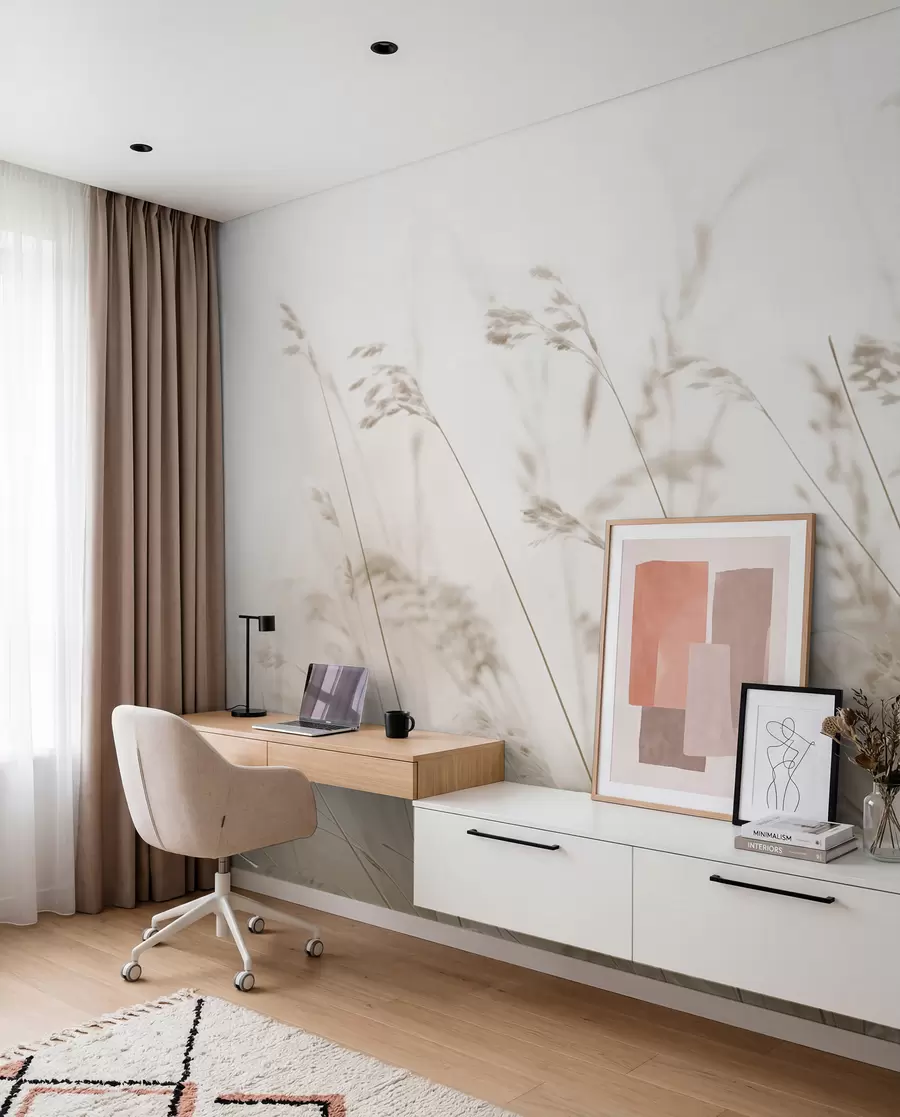 wall murals Field grasses at a foggy dawn w02250