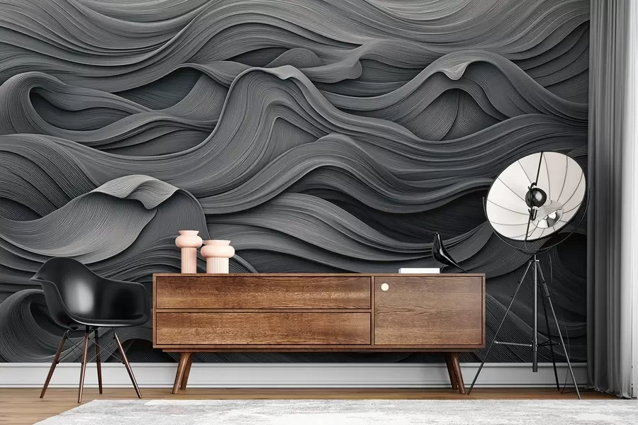 peintures murales Vagues gris foncé w02311v1
