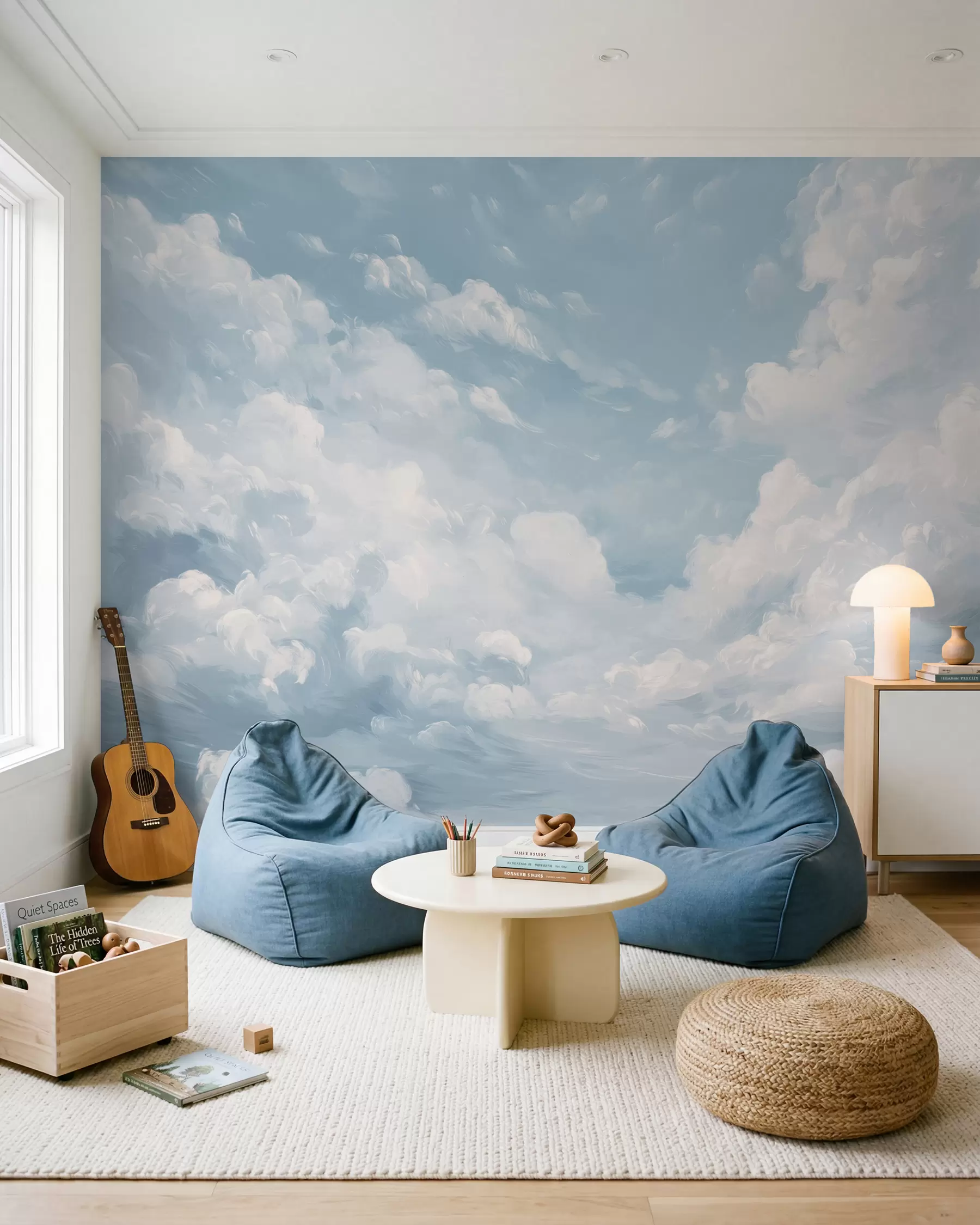 wall murals Blue sky with simulated oil brushstrokes w02313