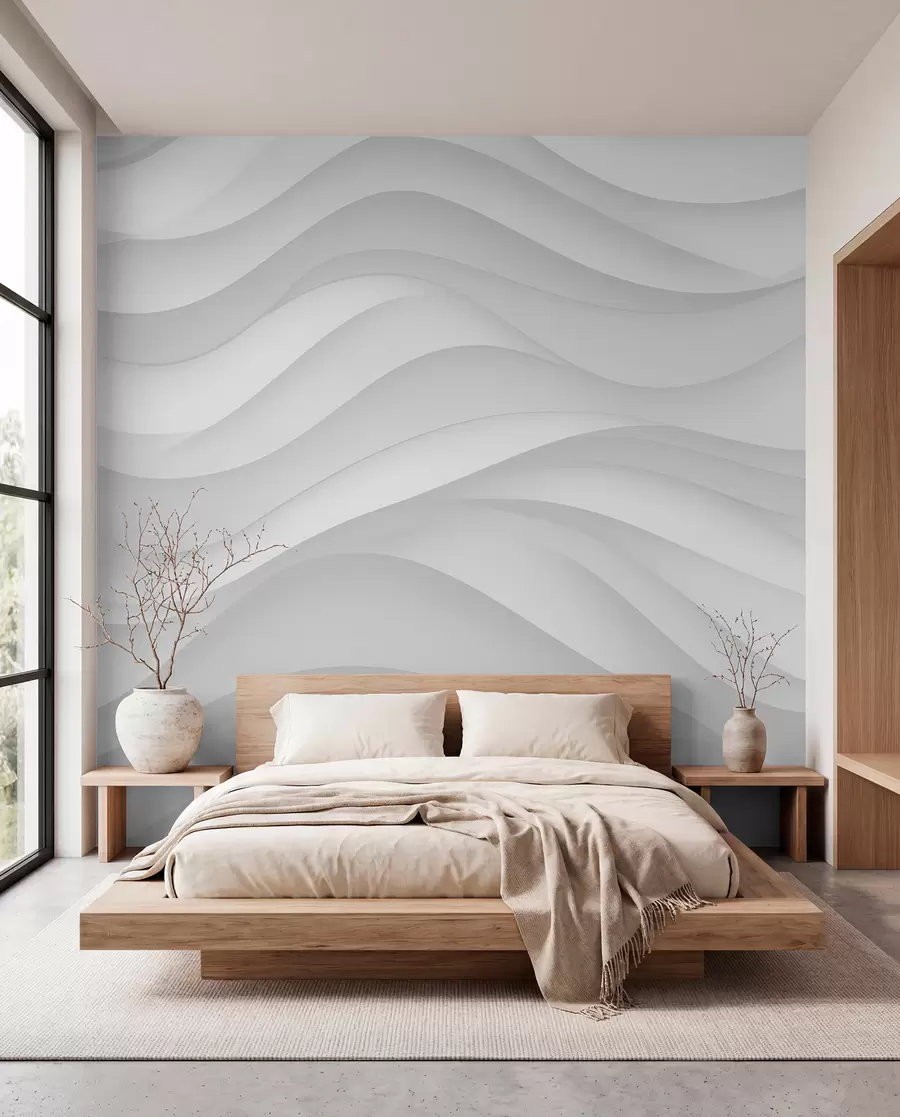 Wall Mural Photo Wallpaper Gray waves in soft tones w02314