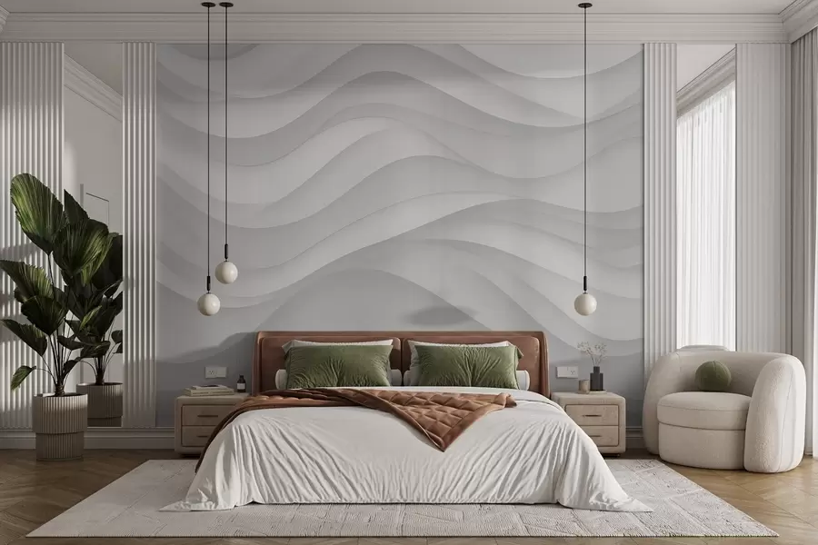 Wall Mural Photo Wallpaper Gray waves in soft tones w02314