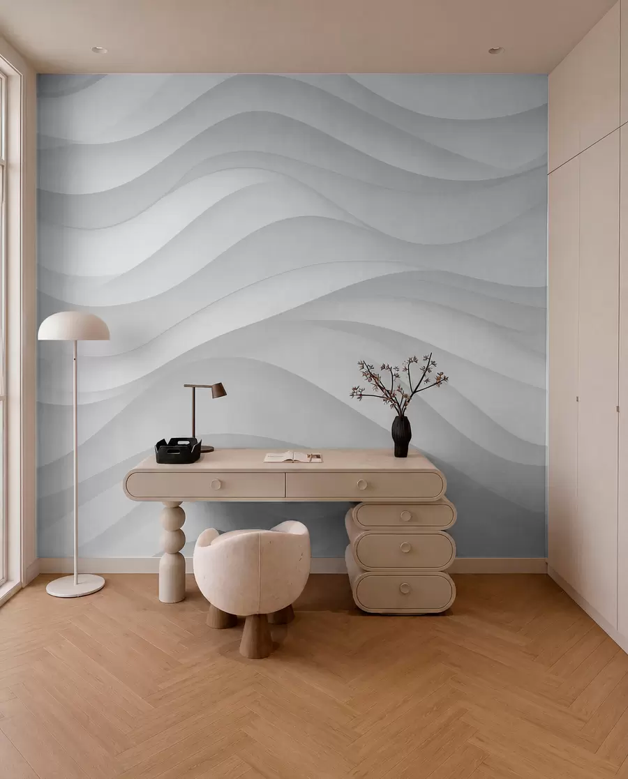 Wall Mural Photo Wallpaper Gray waves in soft tones w02314