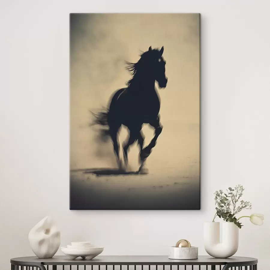 wall murals Silhouette of black horse in blurred style s41708