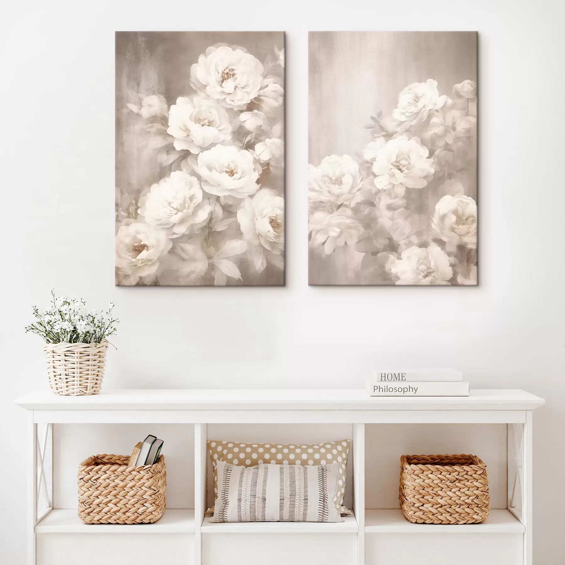 murales Flores vintage blancas m00384