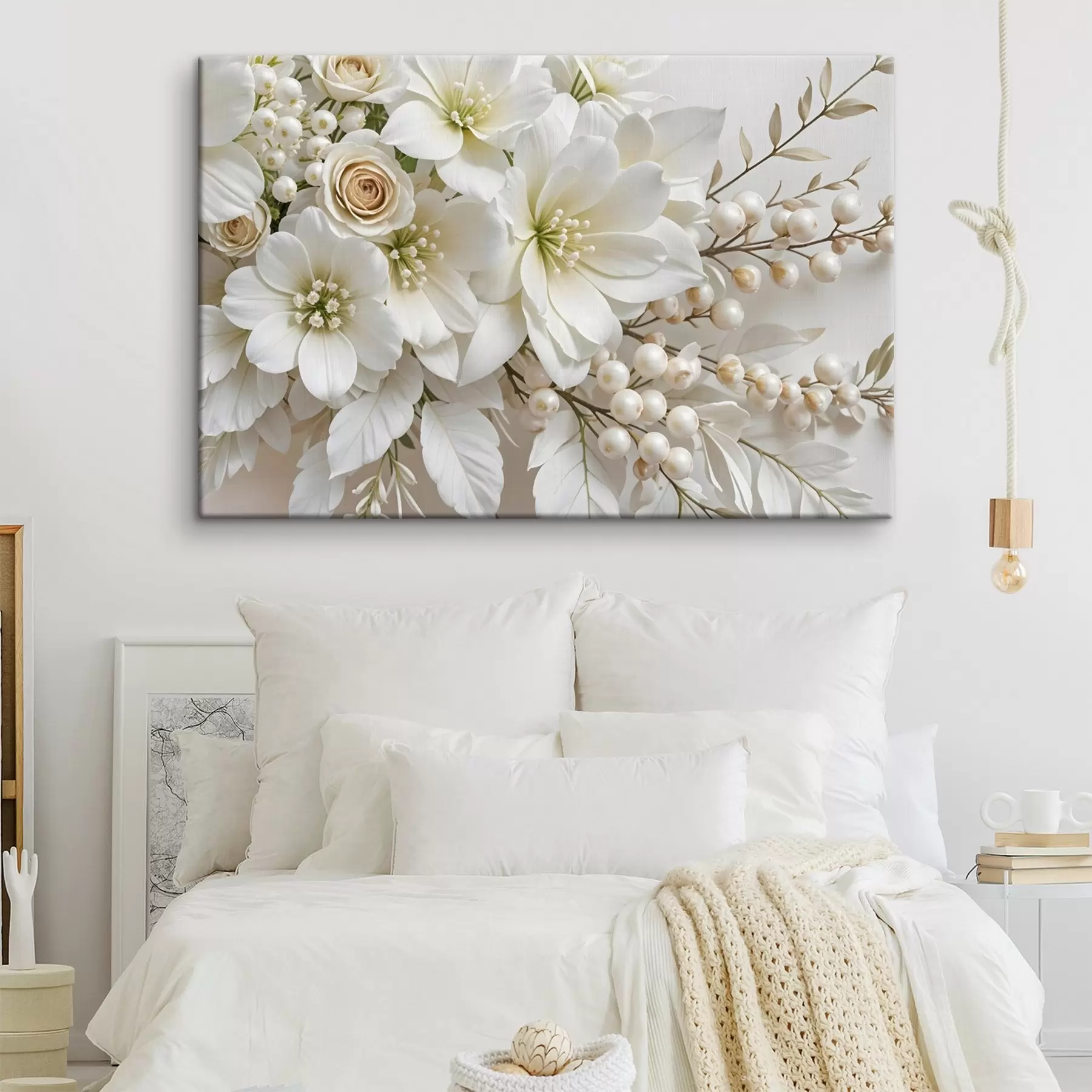 wall murals Delicate white flowers, including lilies, roses, and other blooms with soft, velvety petals  s41722