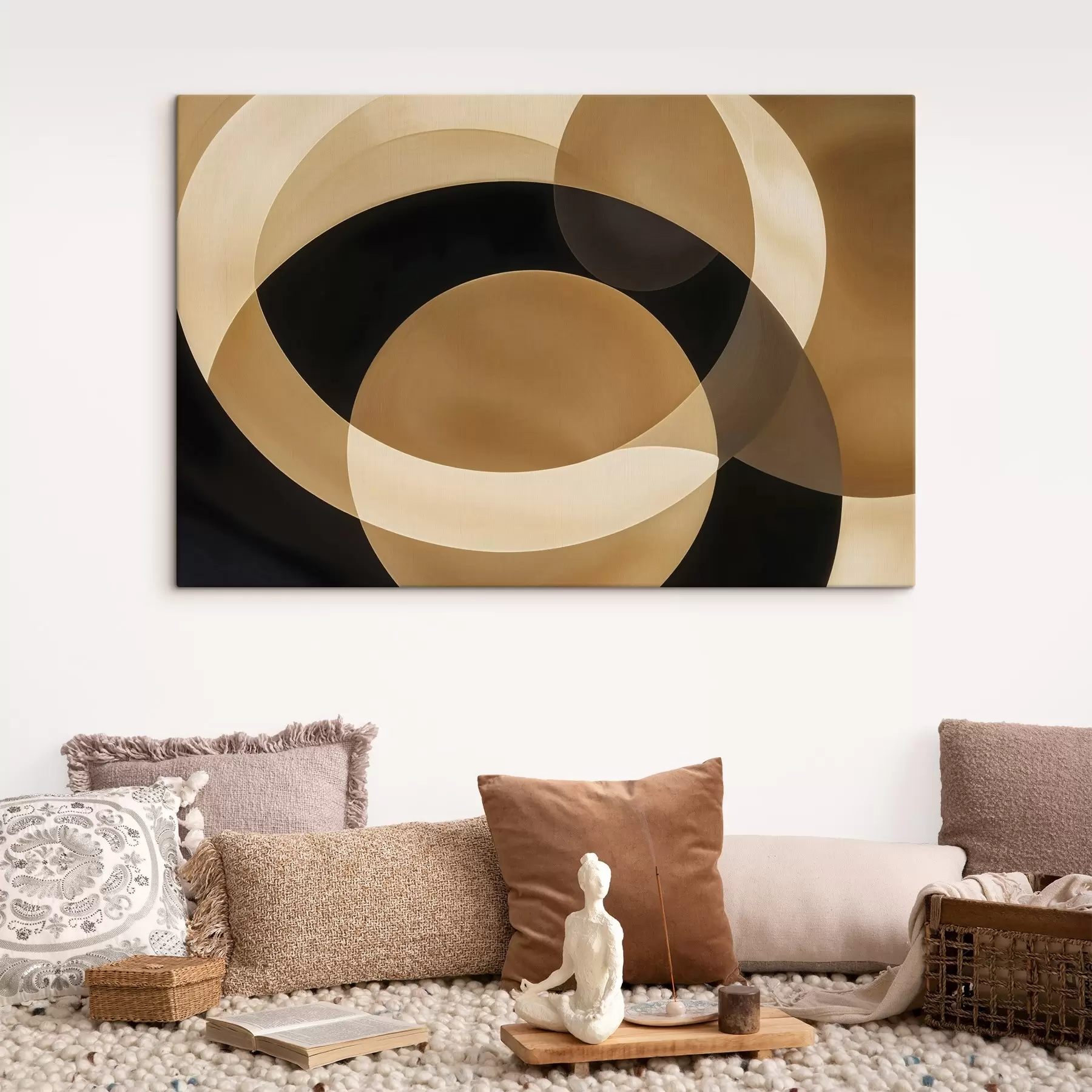 murales Formas geométricas en tonos marrón, beige y negro que crean una composición abstracta y minimalista s41741
