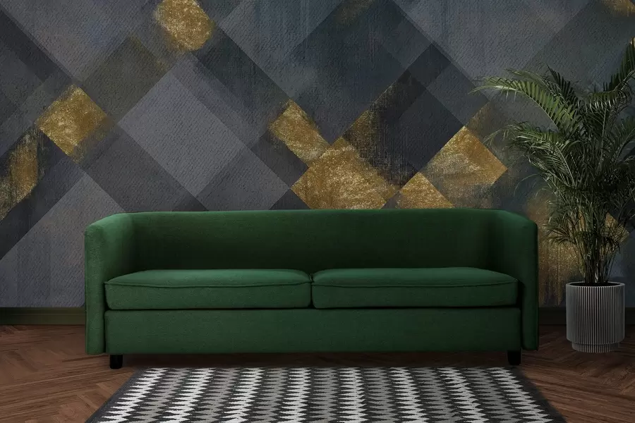 murales geometría moderna en un estilo lujoso con tintes azules w02340