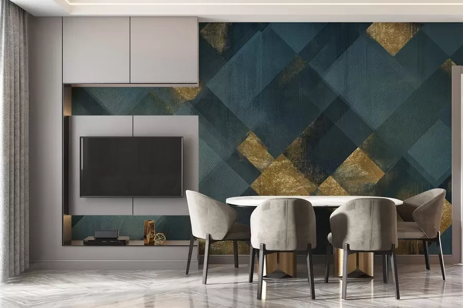 Wall Mural Photo Wallpaper modern geometry in a luxurious style with an emerald hue w02340v1