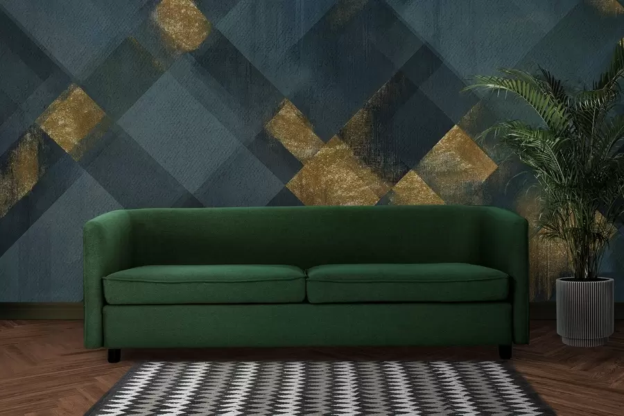 Wall Mural Photo Wallpaper modern geometry in a luxurious style with an emerald hue w02340v1
