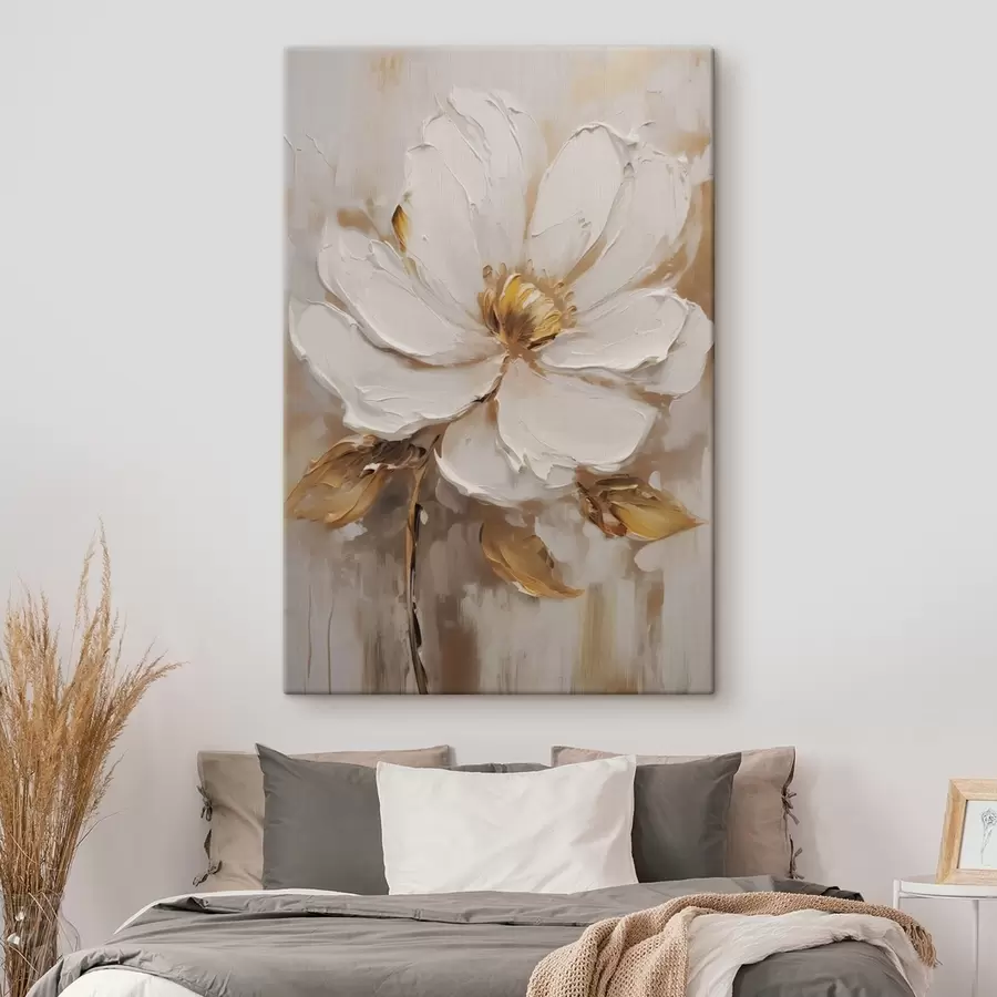 wall murals A white flower with yellow hues on a textured background s41820
