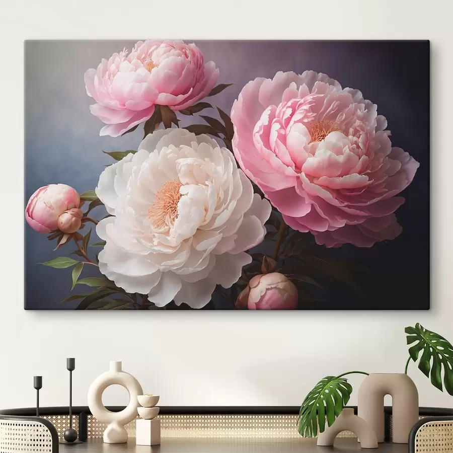 wall murals Peonies on dark light background s41508