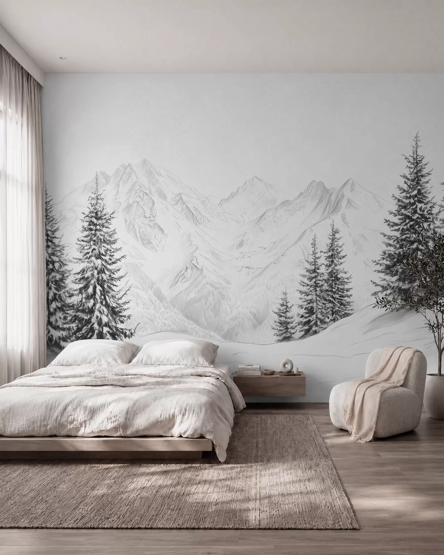 peintures murales Hiver au crayon w02351