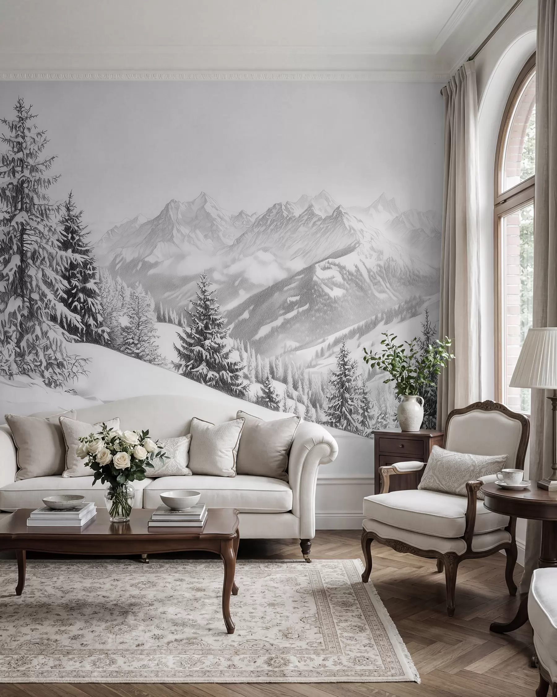 Wall Mural Photo Wallpaper Snowy Mountain View w02353