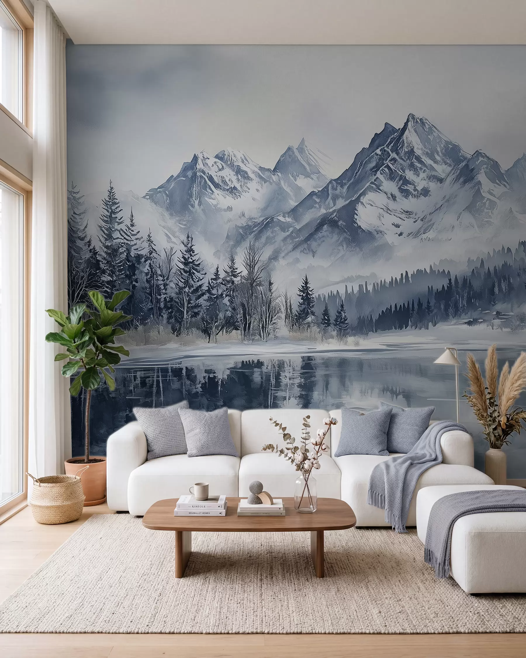Wall Mural Photo Wallpaper Snowy Forest and Peaks w02358