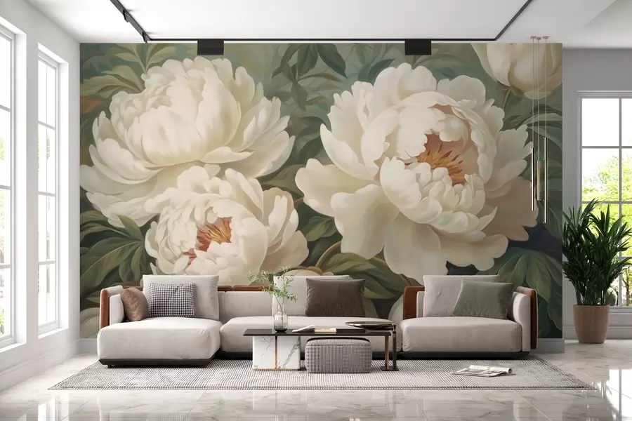 Wall Mural Photo Wallpaper Delicate peonies in pastel colors w02252
