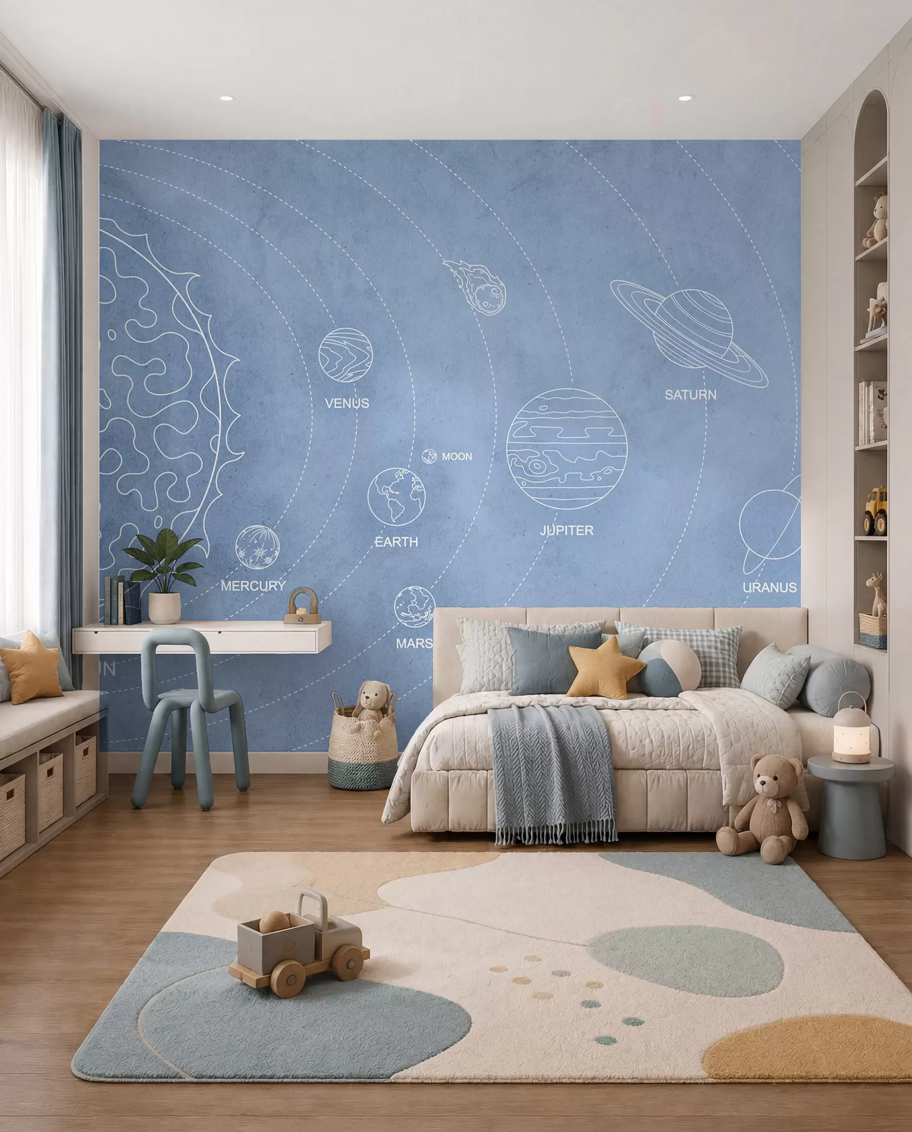Wall Mural Photo Wallpaper Solar System Blueprint w02344v1