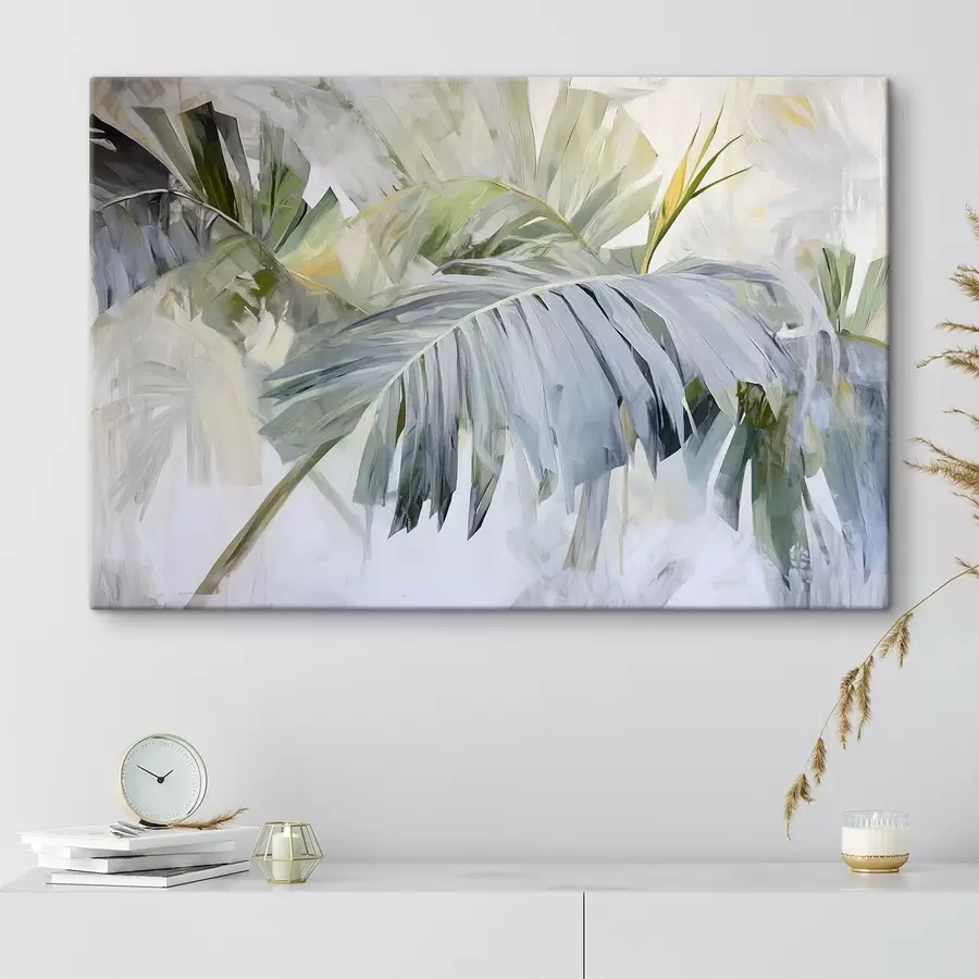 wall murals Large tropical leaves in the style of painting s41866