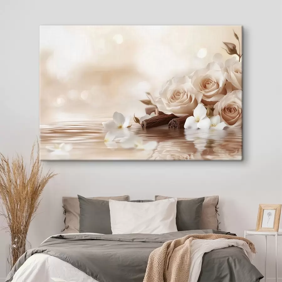 wall murals Delicate beige roses on the seashore s41877