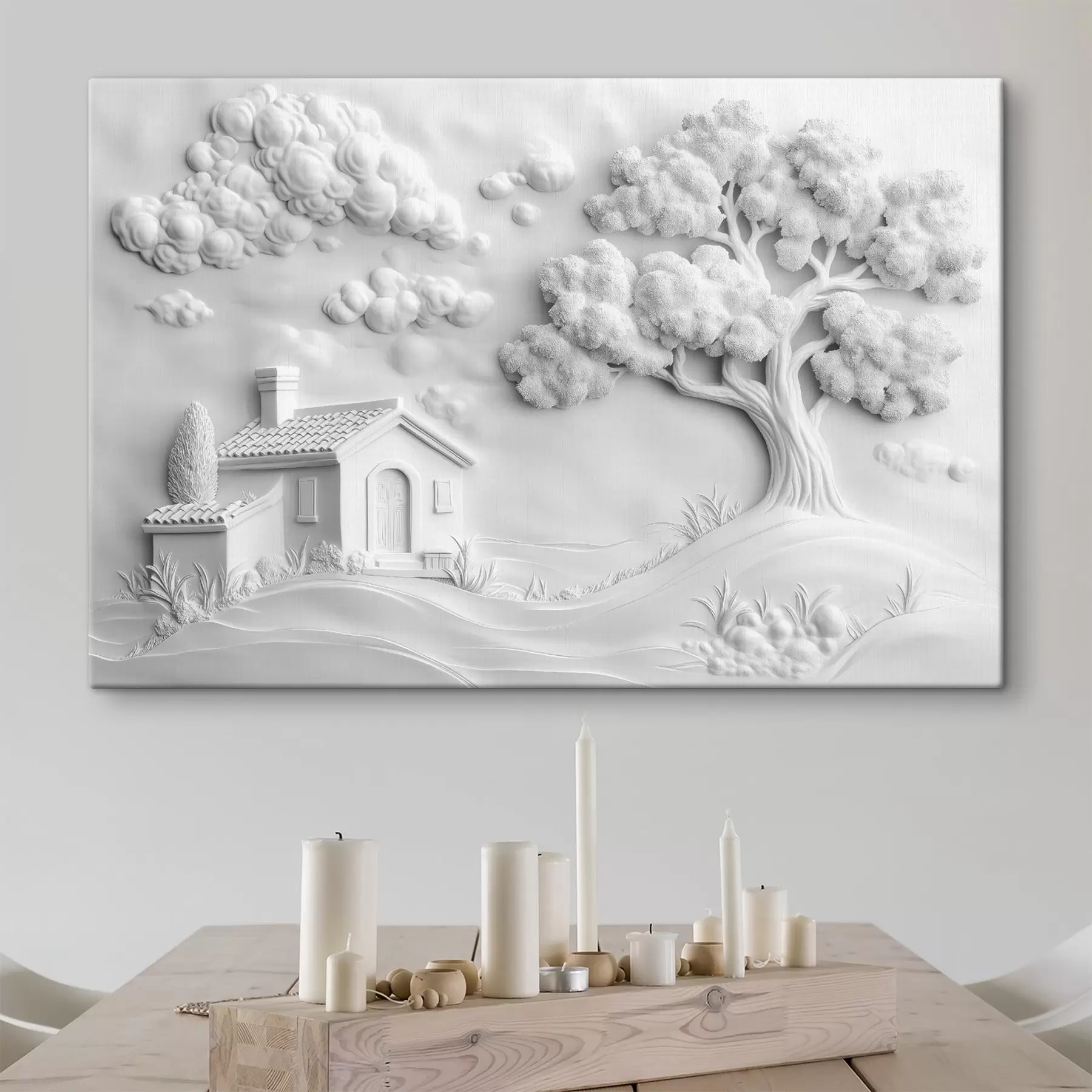 wall murals 3D imitation of stucco of a cottage in the village s41878