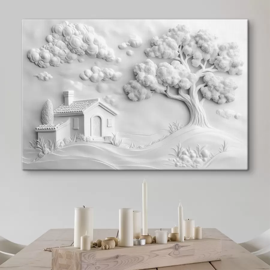 murales imitación en 3D del estuco de una casa de campo en el pueblo s41878