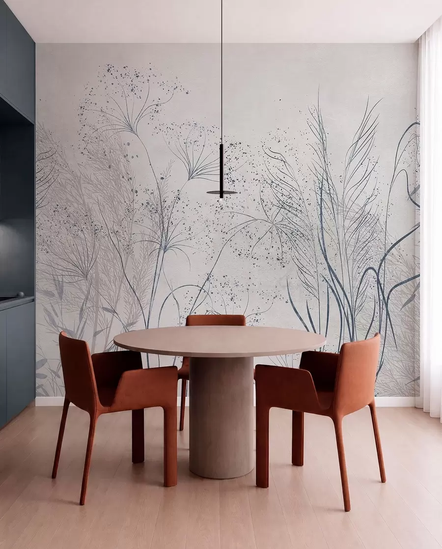 wall murals Botanical Linework in Grey w08441v1