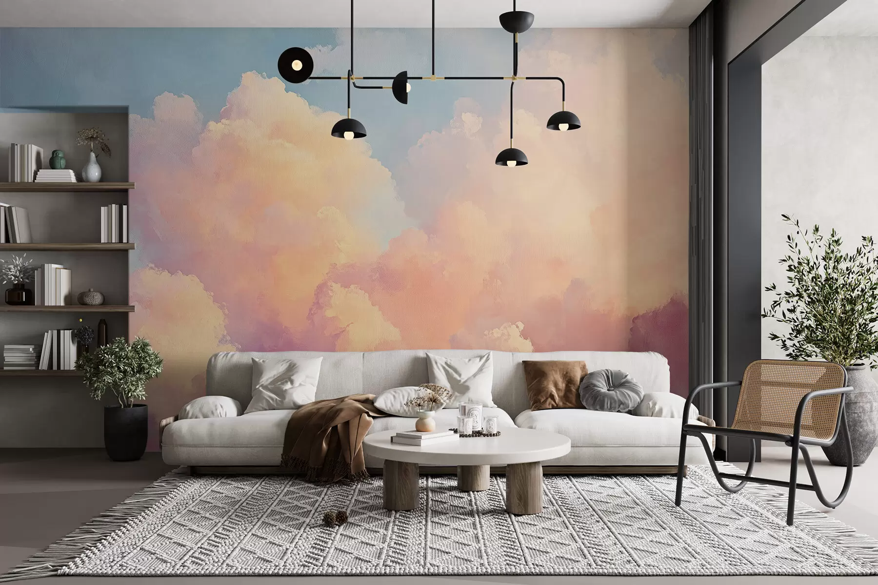 Wall Mural Photo Wallpaper Gentle sky with blue-pink shades w08455