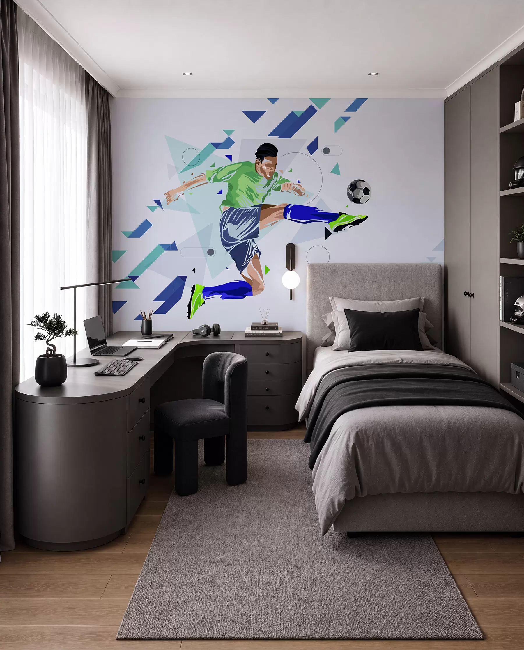 Wall Mural Photo Wallpaper the soccer player who kicks the ball w02401