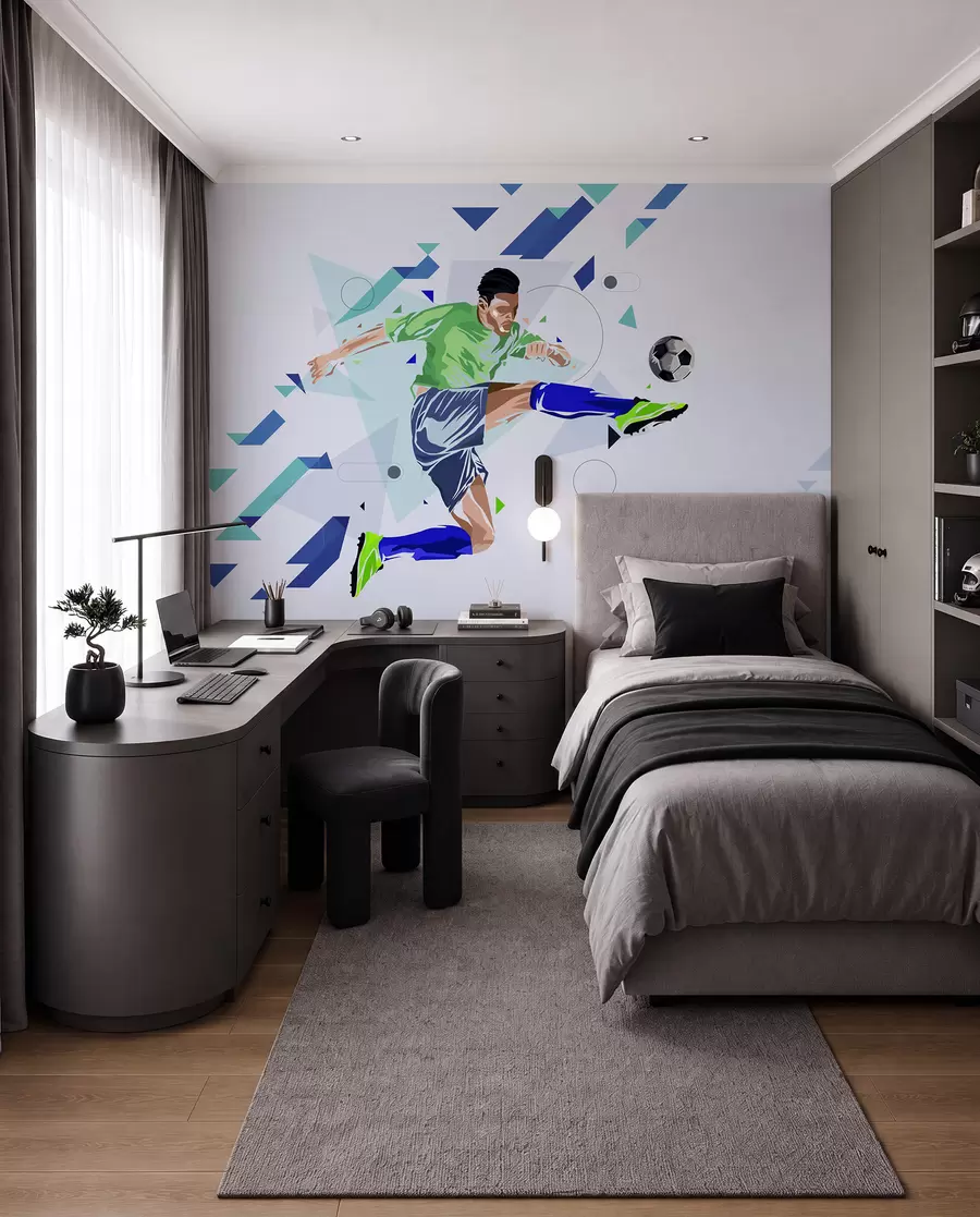 Wall Mural Photo Wallpaper the soccer player who kicks the ball w02401