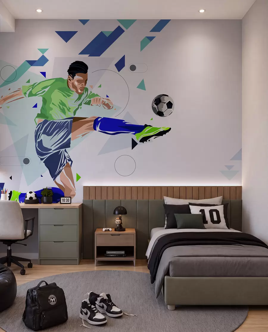 wall murals Flying Football Kick w02401