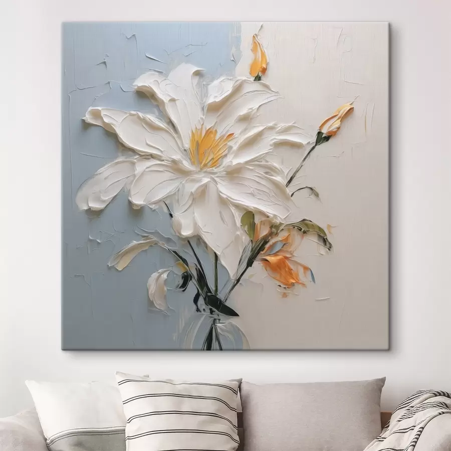 wall murals White lily abstract imitation brushstrokes s41939